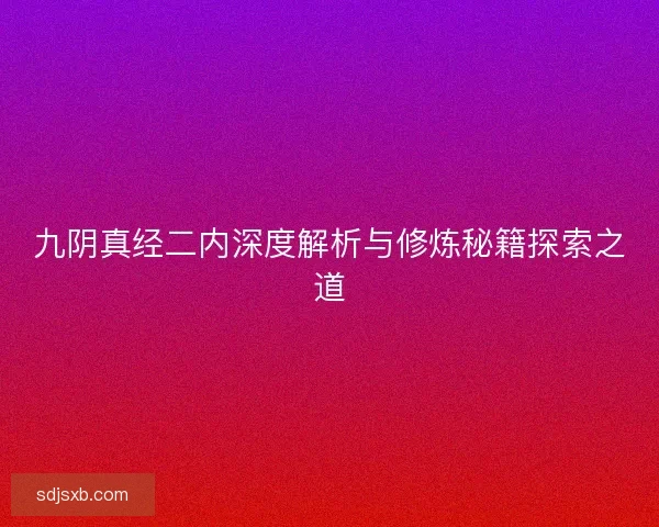 九阴真经二内深度解析与修炼秘籍探索之道