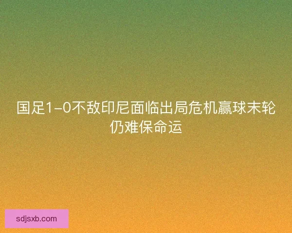 国足1-0不敌印尼面临出局危机赢球末轮仍难保命运